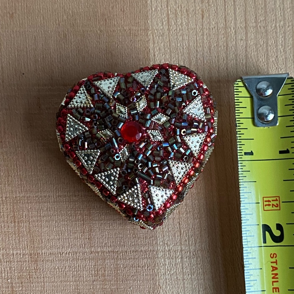 Very Mini Beaded/Bedazzled Heart Shaped Box/Container